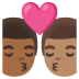 👨🏾‍❤️‍💋‍👨🏽 kiss: man, man, medium-dark skin tone, medium skin tone display on Google